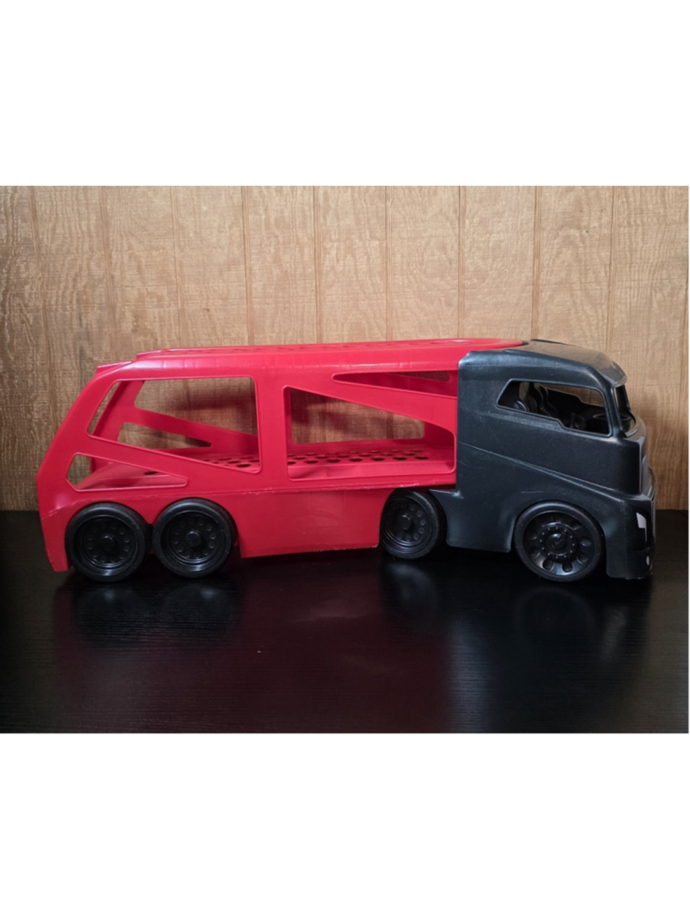 Vintage Little Tikes Big Car Hauler Carrier Semi Black & Red Truck 28" Toy